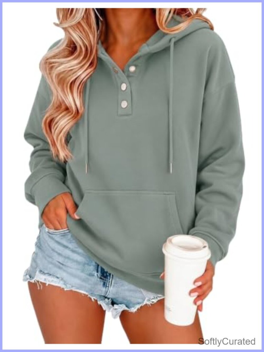 Zeagoo Women's Button Front Hoodie Oversized Casual Sweatshirt Fall